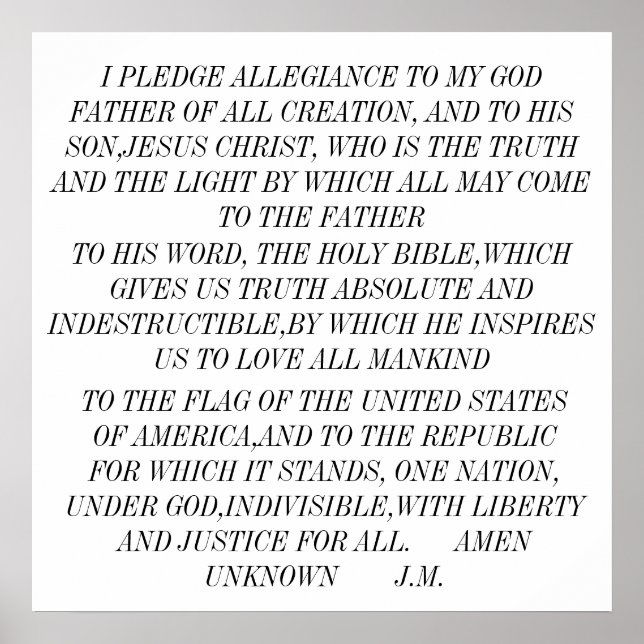 I PLEDGE ALLEGIANCE TO MY GOD FATHER OF ALL CRE... POSTER (Framsidan)