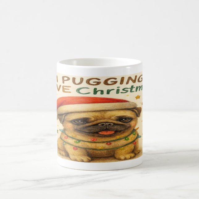 “I Plugging Love Christmas” Cute Christmas Pug Mug Kaffemugg (Center)