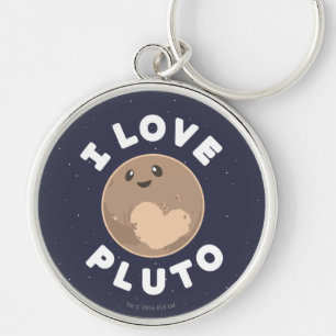 I Pluto Kärlek Rund Silverfärgad Nyckelring