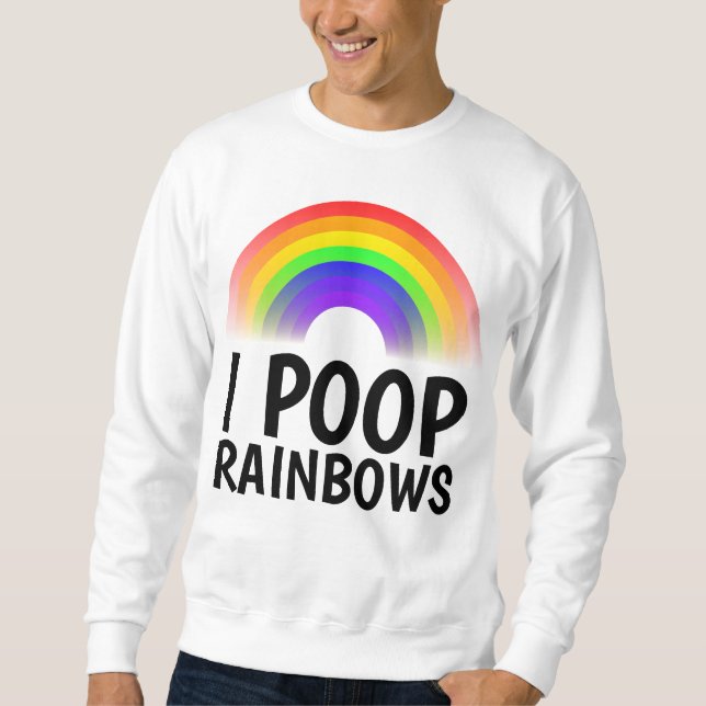 I POOP RAINBOWS Funny T-shirts Lång Ärmad Tröja (Framsida)