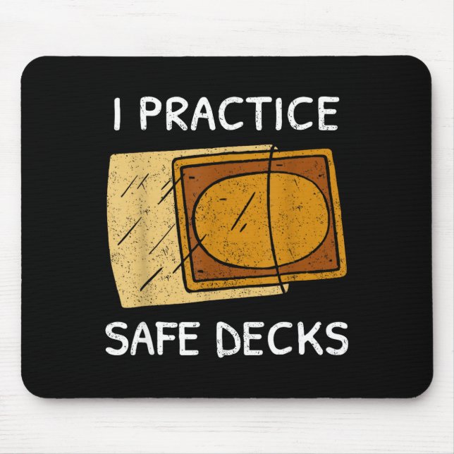 I Practice Safe Decks Trading Card Game Pun Humor  Musmatta (Framsidan)