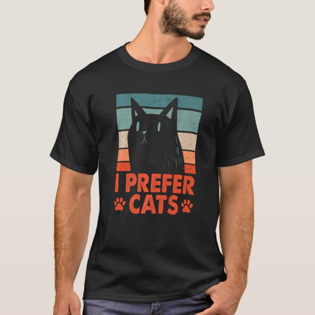 I Prefer Cats Introvert Cat Antisocial Kitten Cat  T Shirt (Framsida)