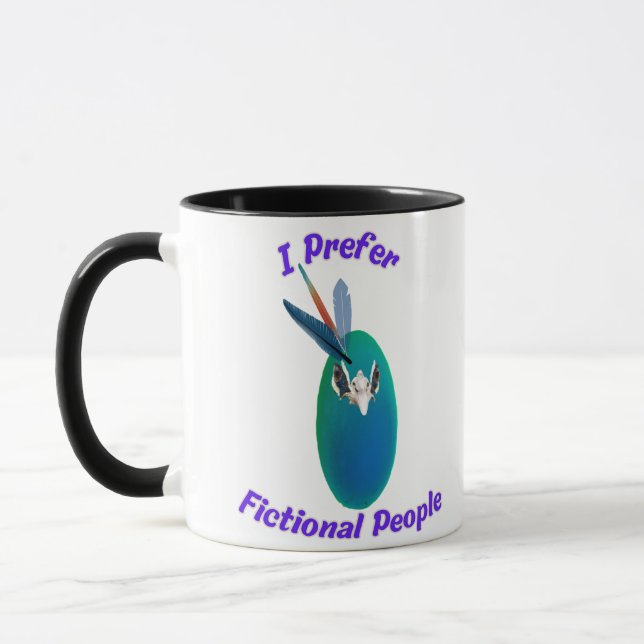 I Prefer Fictional People Mug for Writers Readers Mugg (Vänster)