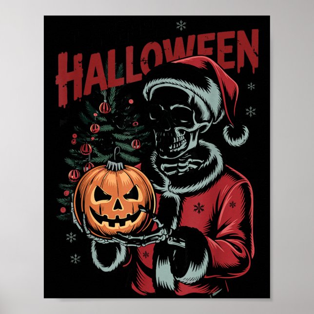 I Prefer Halloween Christmas Creepy Cute Skeleton  Poster (Framsidan)