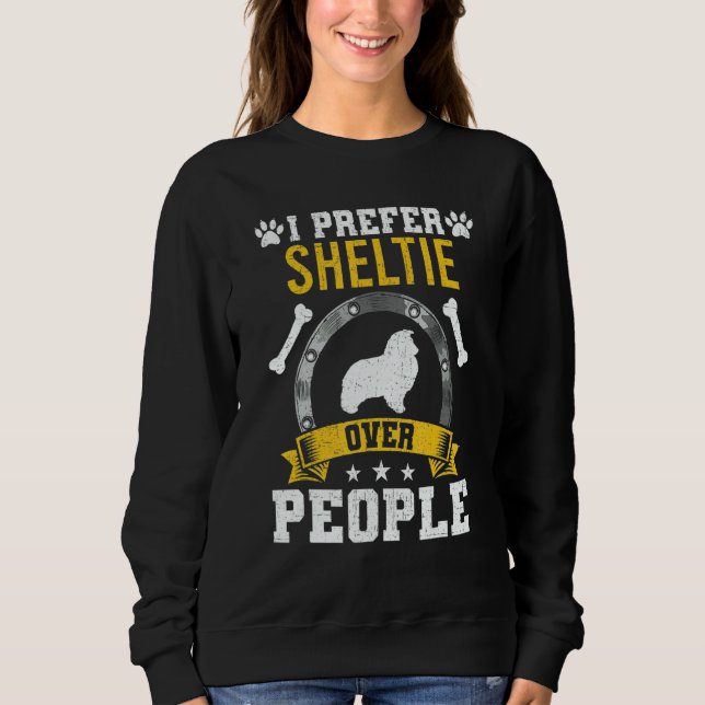 I Prefer Sheltie Over People Dog T Shirt (Framsida)