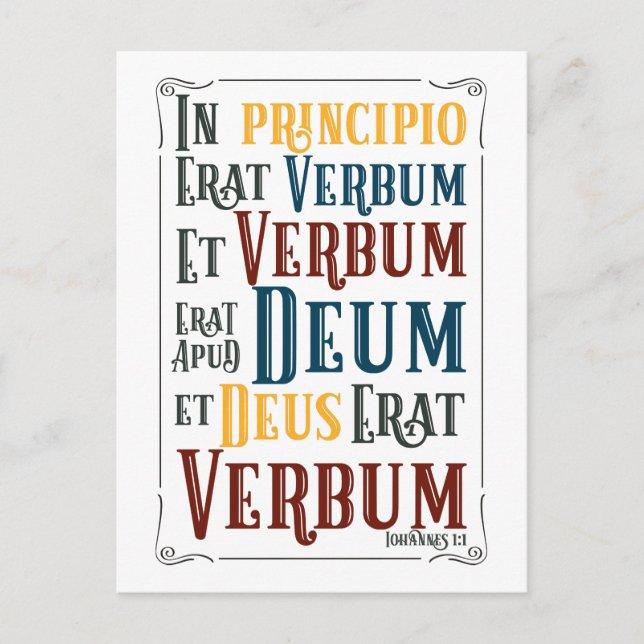 I Principio Erat Verbum Latin Bible Verse Vykort (Framsida)