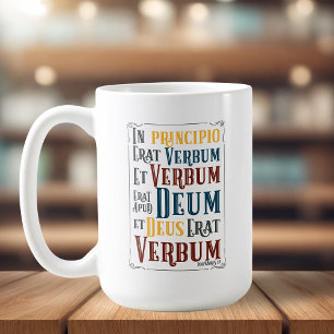 I Principio Erat Verbum Latin med engelska Kaffemugg