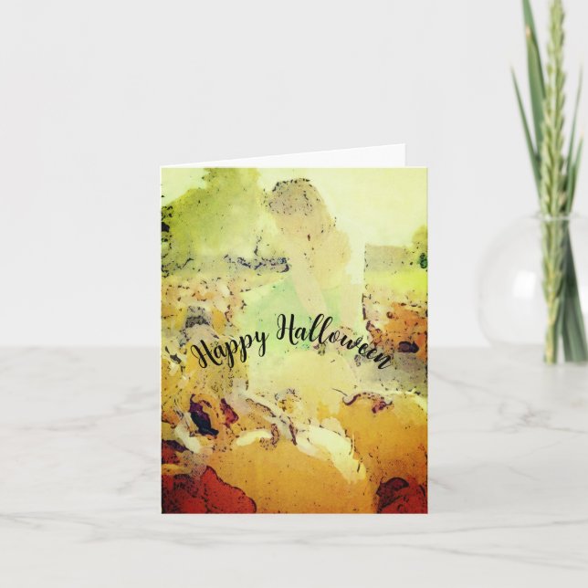 I pumpafältet glad halloween gratulationskort kort (Framsida)