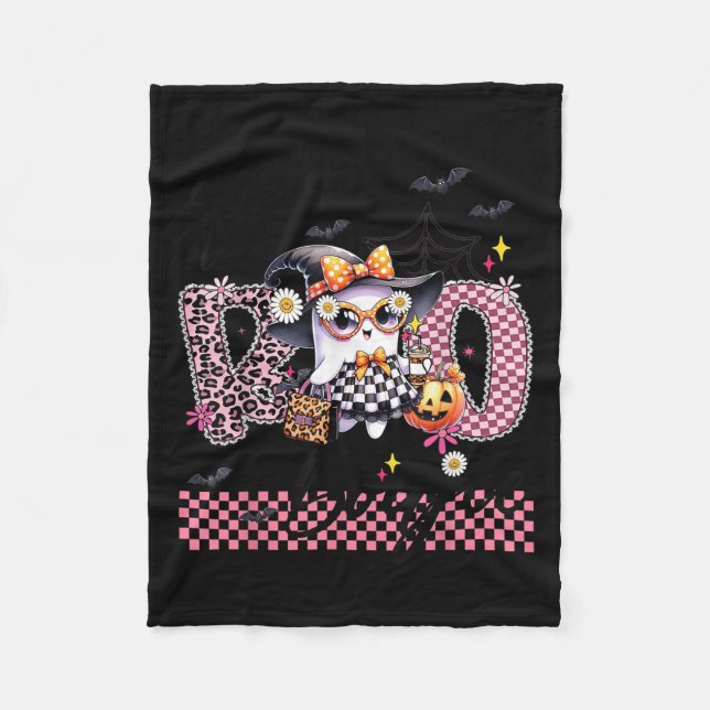 I Put The Boo In Boujee Cute Ghost Leopard Boujie  Fleecefilt (Framsidan)