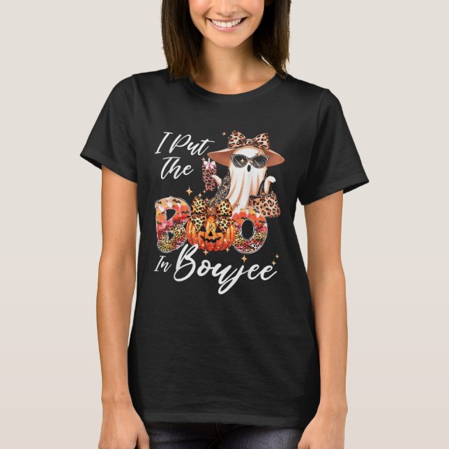 I Put The Boo In Boujee Cute Leopard Boujie Ghost  T Shirt (Framsida)