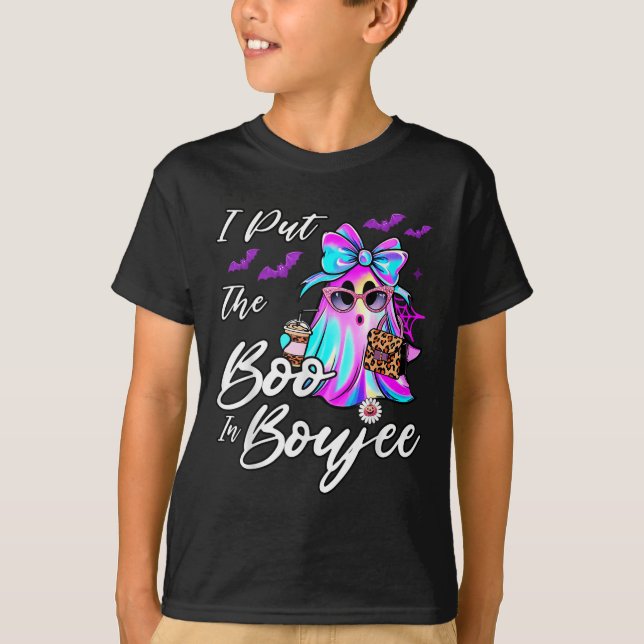 I Put The Boo In Boujee Funny Leopard Boujie Ghost T Shirt (Framsida)