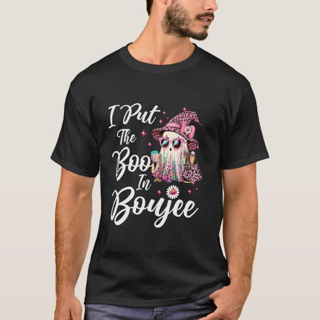 I Put The Boo in Boujee Ghost Funny Pink Leopard H T Shirt (Framsida)