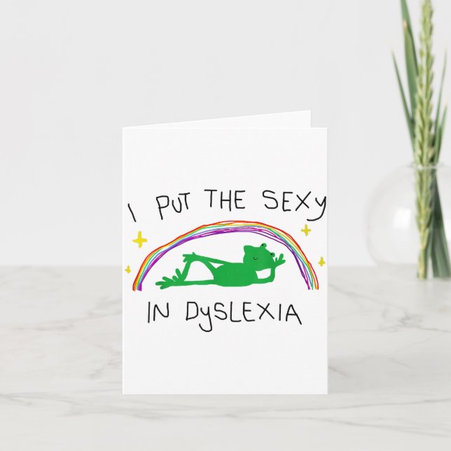 I Put The Y In Dyslexia Funny Cute Frog Saying Quo Kort (Framsida)