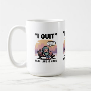 "I Quit - Real Life Is Hard" - Funny Gamer Kaffemugg