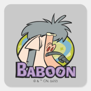 I.R. Baboon Character Badge Fyrkantigt Klistermärke