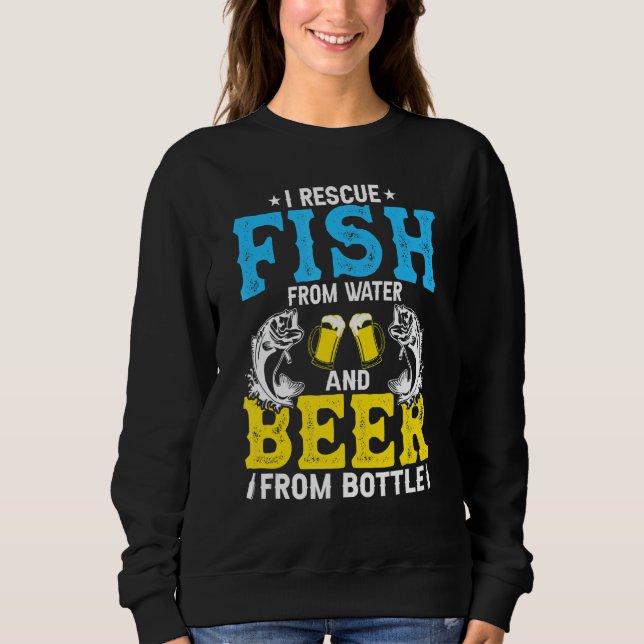 I Rädding Fisk från Vatten och öl från Flaska fisk T Shirt (Framsida)