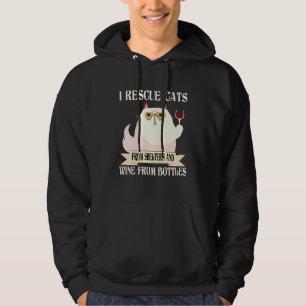 I Rädding Katt från fristäder och Vin från Flaskor Hoodie