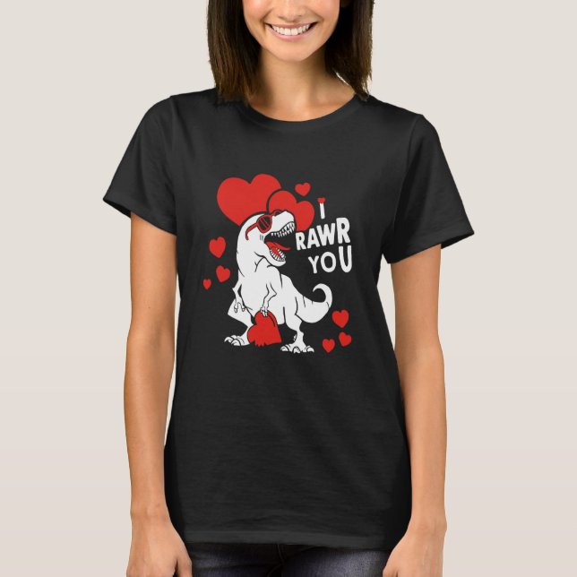 I rawr you Dinosaur Trex Valentine's Day Boys Girl T Shirt (Framsida)