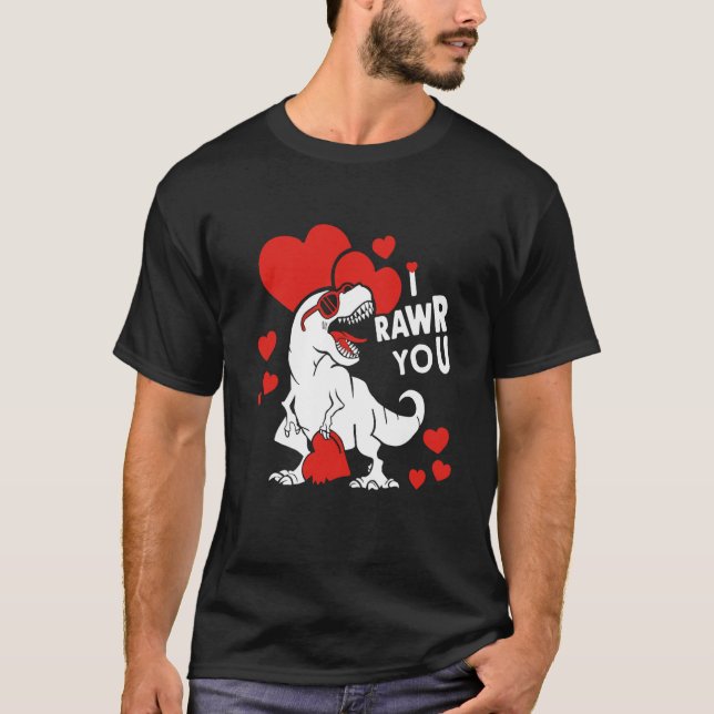 I rawr you Dinosaur Trex Valentine's Day Boys Girl T Shirt (Framsida)