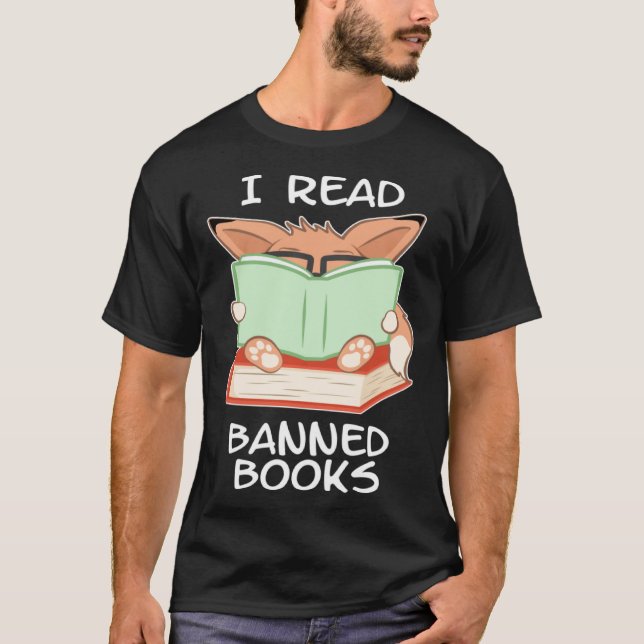 I read banned books nerd fox t shirt (Framsida)