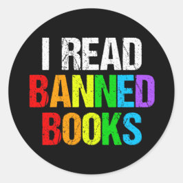 I Read Banned Books Rainbow Runt Klistermärke