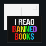 I Read Banned Books Rainbow Vykort<br><div class="desc">I read banned books. A cool rainbow postcard for people who like reading LGBTQ novels and other things that have been removed from the school library. A cute liberal gift.</div>