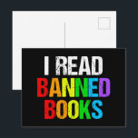 I Read Banned Books Rainbow Vykort<br><div class="desc">I read banned books. A cool rainbow postcard for people who like reading LGBTQ novels and other things that have been removed from the school library. A cute liberal gift.</div>