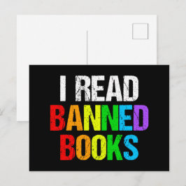 I Read Banned Books Rainbow Vykort