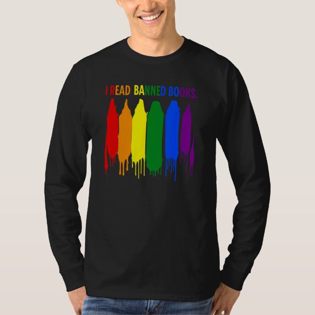 I Read Banned Books Week Rainbow LGBT Book  Teache T Shirt (Framsida)