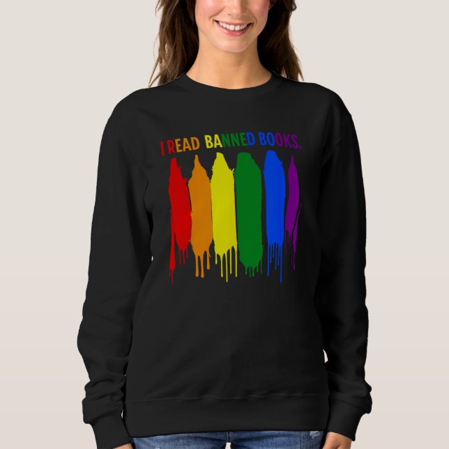 I Read Banned Books Week Rainbow LGBT Book  Teache T Shirt (Framsida)