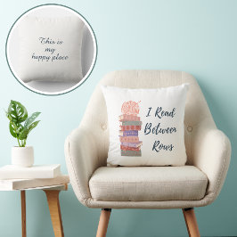 I Read Between Rows Crochet Knitting Book Lover Kudde