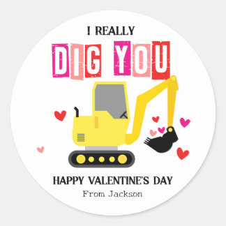 I Really Dig You Classroom Valentine's Day Runt Klistermärke