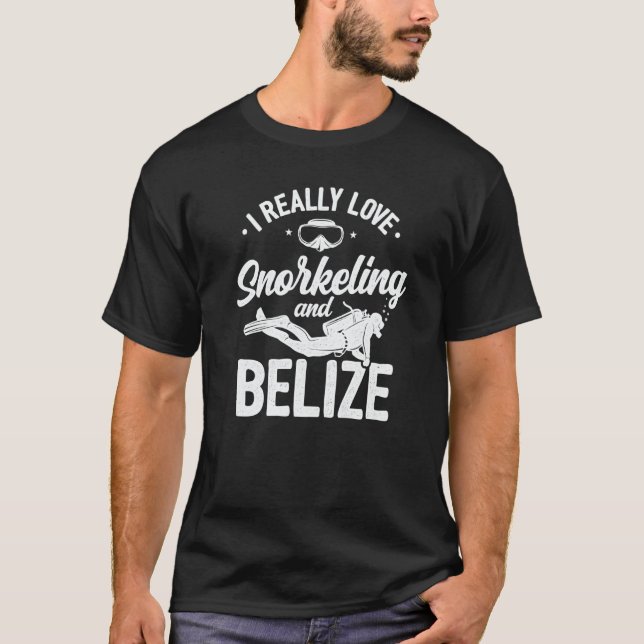 I Really Love Snorkeling And Belize Scuba Diver Di T Shirt (Framsida)