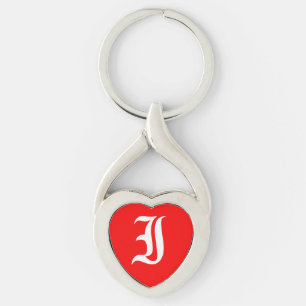 "I" Red Heart Keychain Twisted Heart Silverfärgad Nyckelring