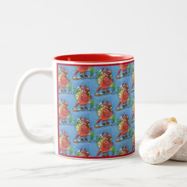 I RED SANTA, CHRISTMAS CARDINAL BIRD MUGG (Med munk)