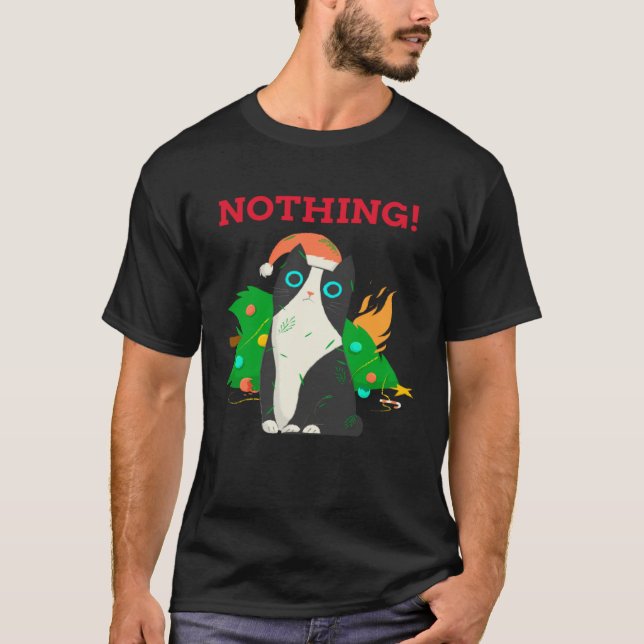 I Regret Nothing Christmas Cat Holiday T Shirt (Framsida)