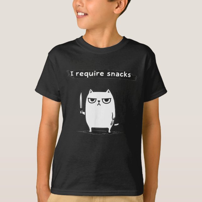 I Require Snacks Angry Cat Funny Meme  T Shirt (Framsida)