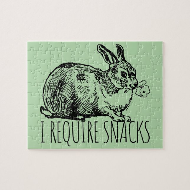I Require Snacks Cute Bunny Rabbit Pussel (Horisontell)