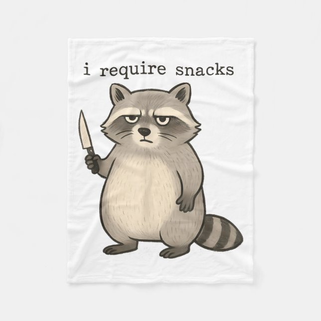 I Require Snacks Funny Mpy Raccoon Trash Meme Snac Fleecefilt (Framsidan)