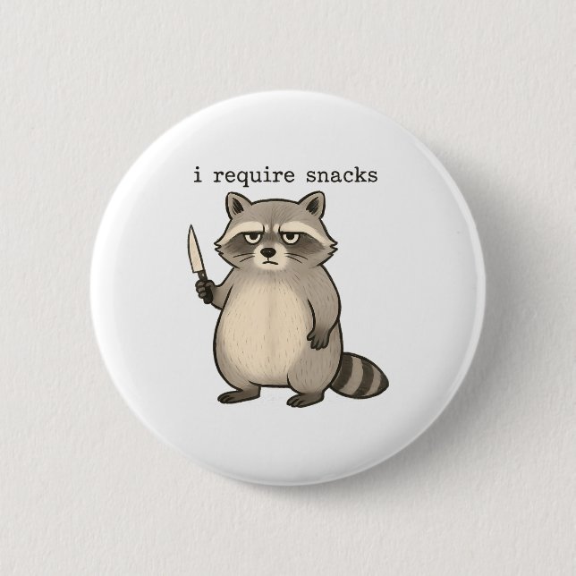 I Require Snacks Funny Mpy Raccoon Trash Meme Snac Knapp (Framsida)