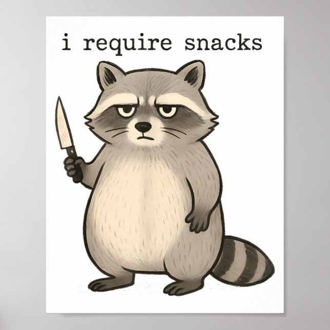 I Require Snacks Funny Mpy Raccoon Trash Meme Snac Poster (Framsidan)
