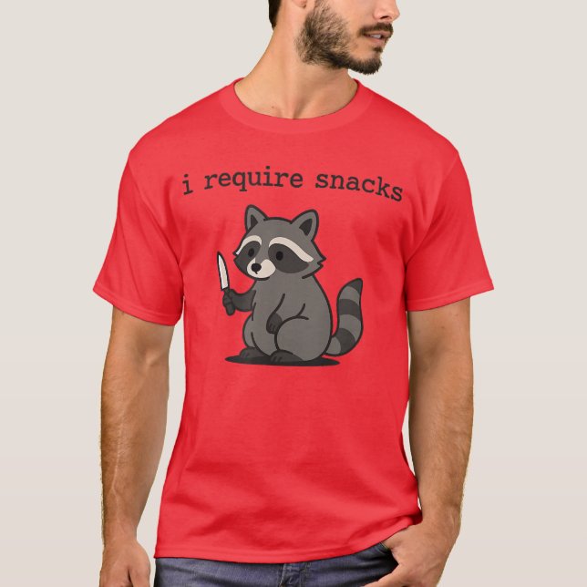 I Require Snacks Raccoon friends T Shirt (Framsida)