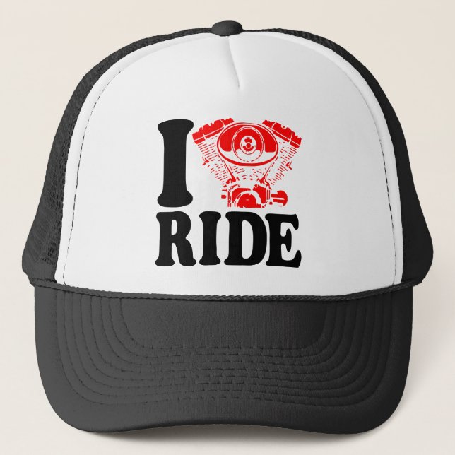 I Ride Motorcycle Engine Heart # Keps (Framsida)