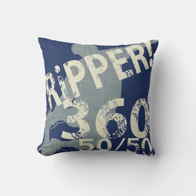 I Ripper Skateboard Pillow Navy Blues Reversible Kudde (Framsida)