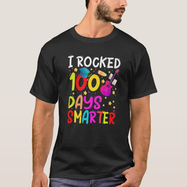 I Rocked 100 dagar Smarter Guitar Music Kids Teach T Shirt (Framsida)