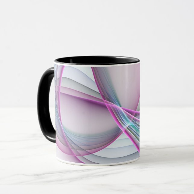 I Rörelse, Modern Abstrakt Colorful Fractal Art Mugg (Framsida vänster)