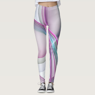 I Rörelse, Modern Abstrakt Färgrik Fraktal Konst Leggings