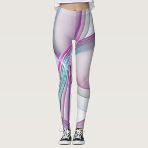 I Rörelse, Modern Abstrakt Färgrik Fraktal Konst Leggings