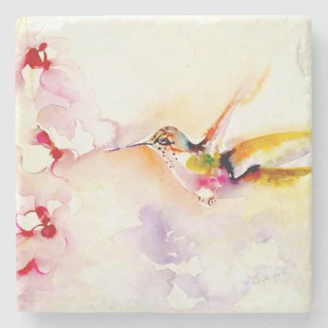 "I Rosa" Hummingbird Stenunderlägg (Framsidan)