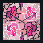 I Rosa Mid Century Geometric Mönster Art Fyrkantig Klocka<br><div class="desc">Fyrkantlås, dekoration för väggkonst och heminredning för dekortillbehör som är tryckt med In The Rosa Mid Century Geometric Mönster Art-designillustration av originalteckningen av TheFabricSeal print on demand shop shop på Zazzle.com #ZazzleMade https://www.zazzle.com/store/thefabricseal TheFabricSeal ©️ Original. Modern abstrakt i halvsekel med contemporary med vågor som linjer som är mönstrad för en...</div>